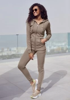 Adidas Performance Gebitsbeschermer Senior -Sport uitgebreid online his capuchonsweatvest met piping opzij en klein merkborduursel bruin